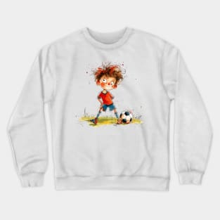 Little Boy Playing Soccer Crewneck Sweatshirt